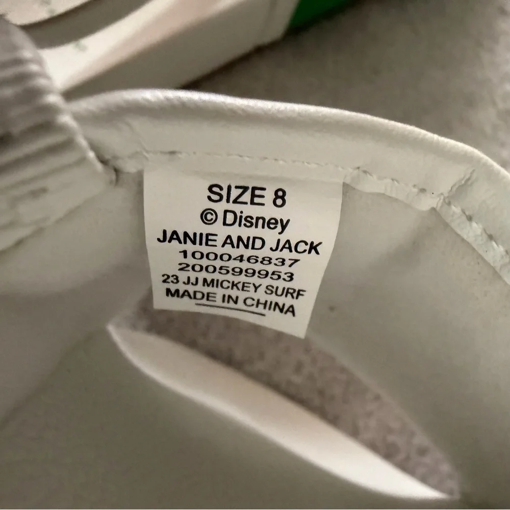Disney x Janie and Jack | Green & White Mickey Mouse Slides | Size 8